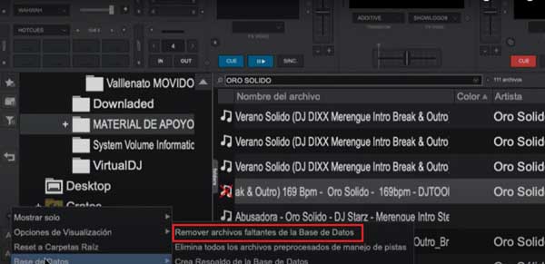 REMOVER ARCHIVOS FALTANTES DE LA BASE DE DATOS VIRTUAL DJ